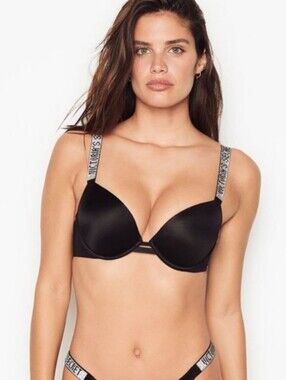 Victorias Secret Iconic Bombshell Plunge NEW  Size 34 D Wide Embeleshed Straps
